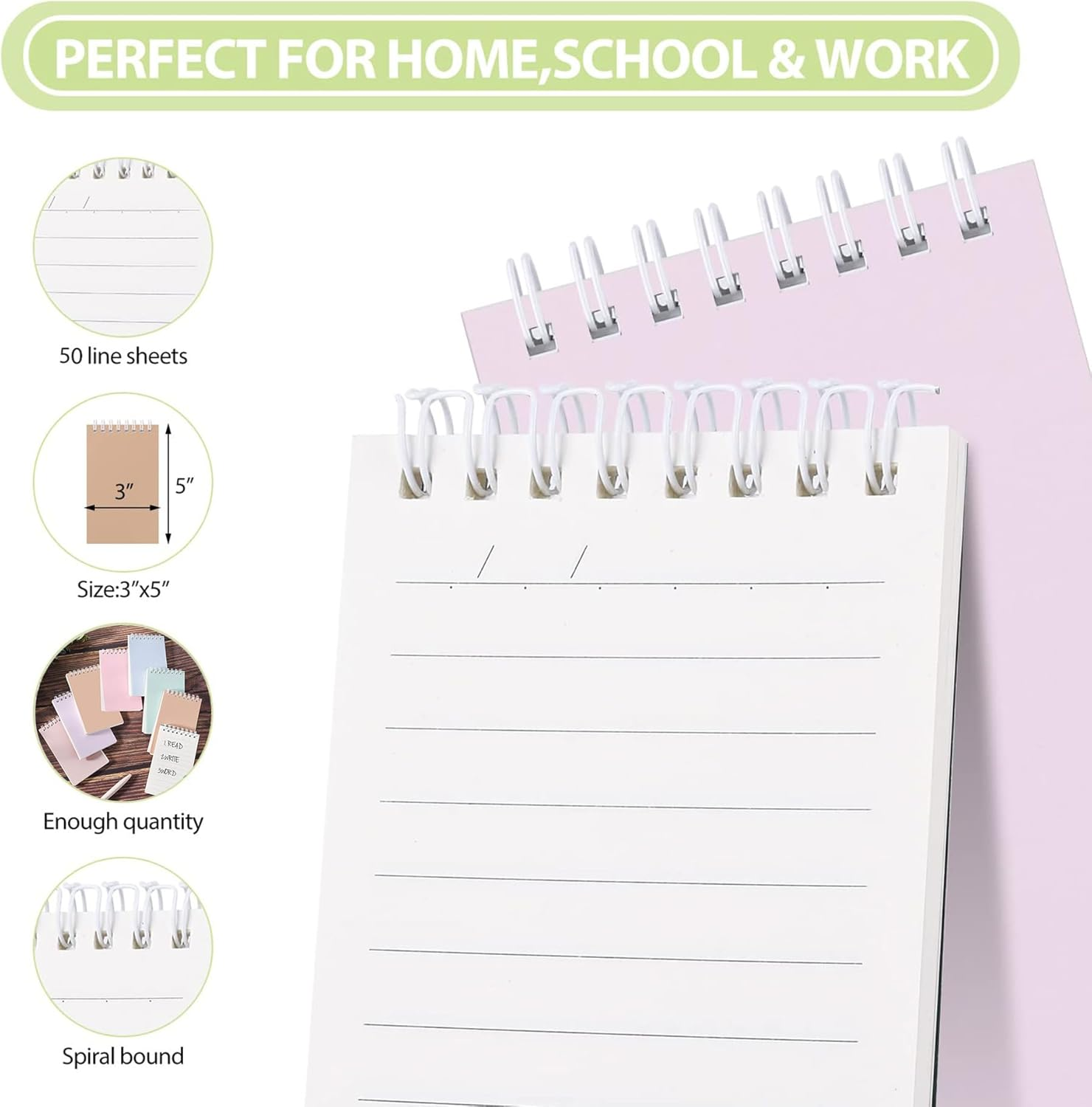 Small Pocket Notebook Mini Notebooks Bulk Small Spiral Notepads with 6 Colors, 3X5 Pocket Spiral Notepads with Lined Pages,Memo Note Pads for Kids, Work, Office, School