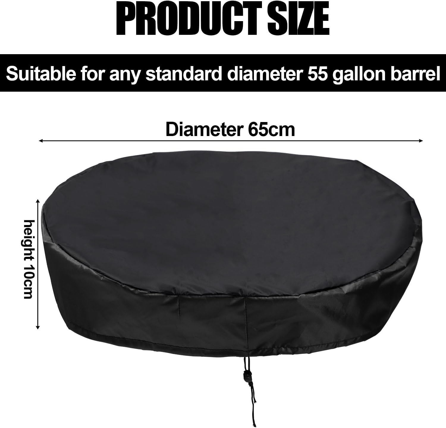 3Pcs 55 Gallon Drum Cover, Waterproof Trash Can Covers Outdoor Stretchable 55 Gallon Barrel Lid Oxford Fabric with PU Coating Rain Barrel Cover with Drawstring image number 6