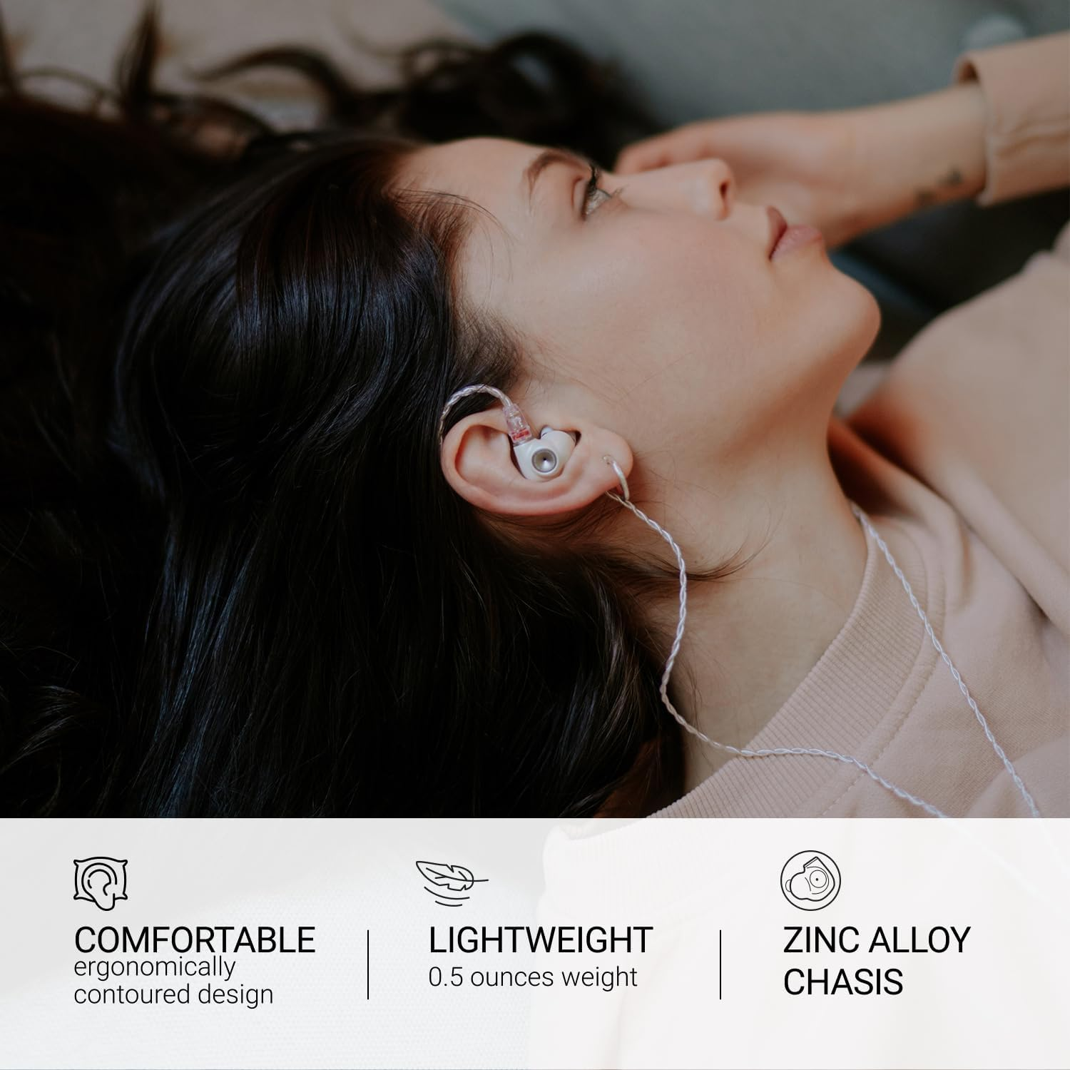 MEZE AUDIO Alba | Wired In-Ear Monitor Headphones for Audiophiles | USB-C Adapter Included | Widely Compatible | Noise Isolating | Ergonomic Metal Chassis image number 5