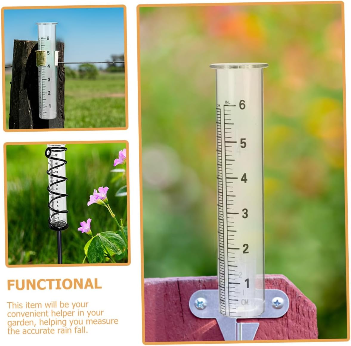 SUPVOX 4Pcs Glass Rain Gauge Tubes Scale, Professional Outdoor Rainfall Measuring Cylinders 6-Inch 7-Inch, Test Tube Rain Gauge for Garden and Home Use image number 6