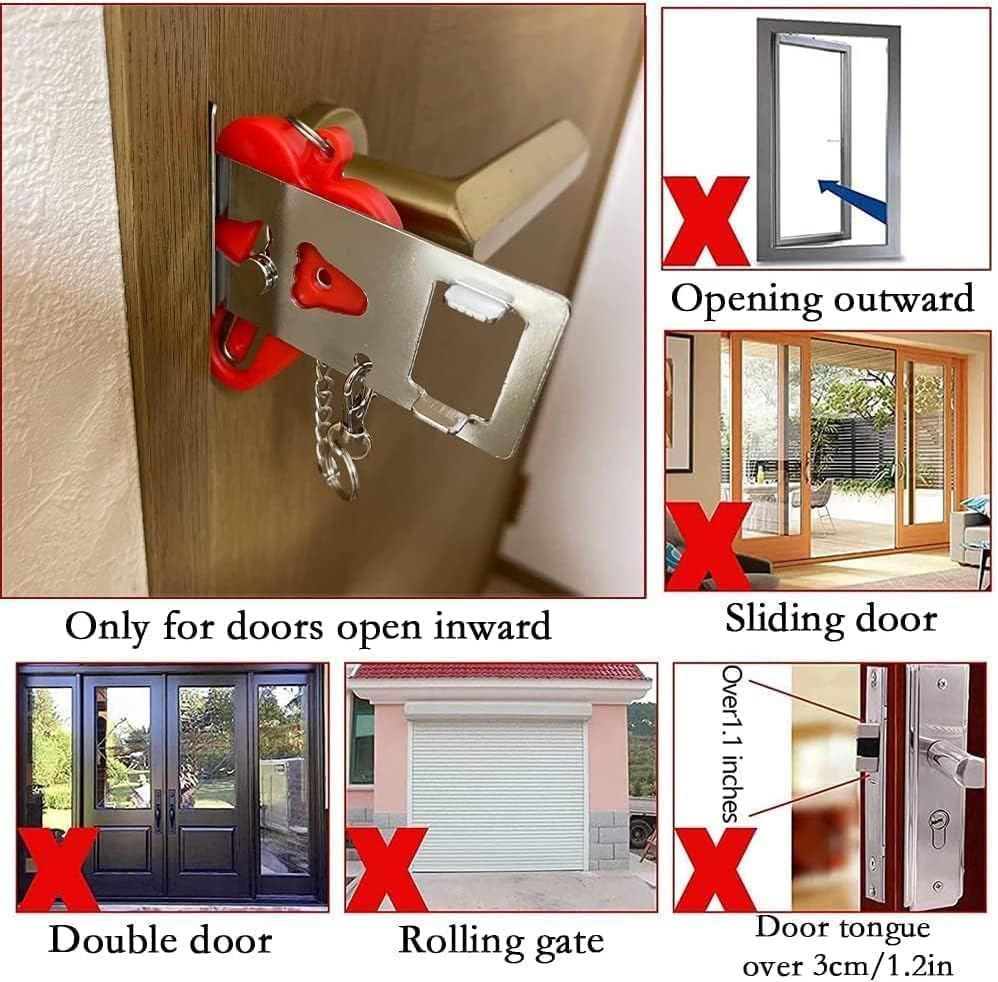 2Pcs Portable Door Lock Extra Locks for Additional Privacy and Safety,Door Lock Home Security Door Lock Travel Lockdown Locks,Portable Door Lock Home Security Door Lock Travel Lockdown Lock Door Lock