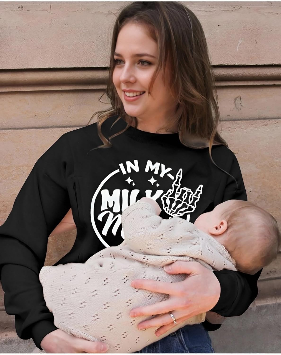 Maternity Nursing Sweatshirts for Women Friendly Zip Breastfeeding Pullover Top Mama'S Boobery Print Clothes