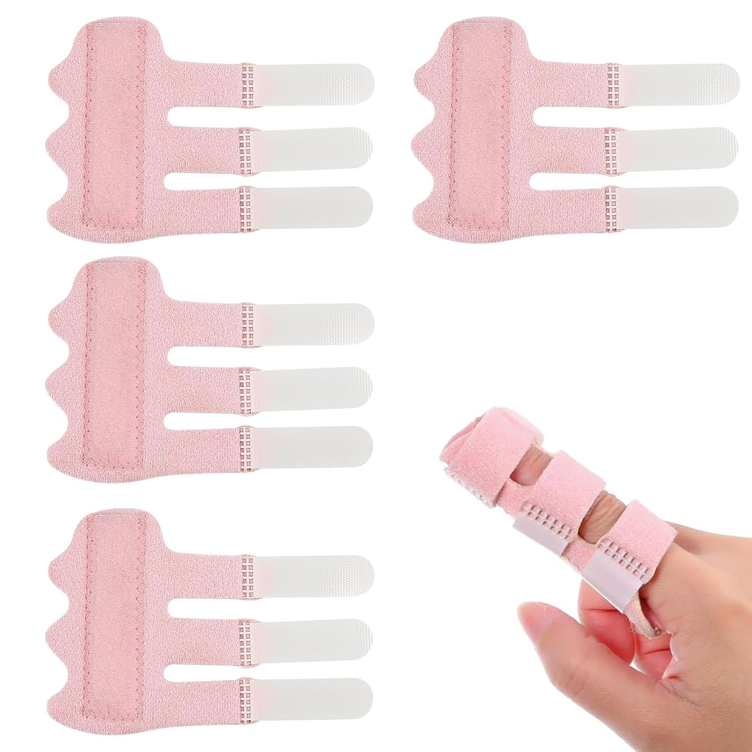 Finger Splint - 4 Pcs Trigger Finger Splints Brace for Broken Finger Protection, Knuckle Immobilization, Straightening Arthritis Pain Relief (Pink)