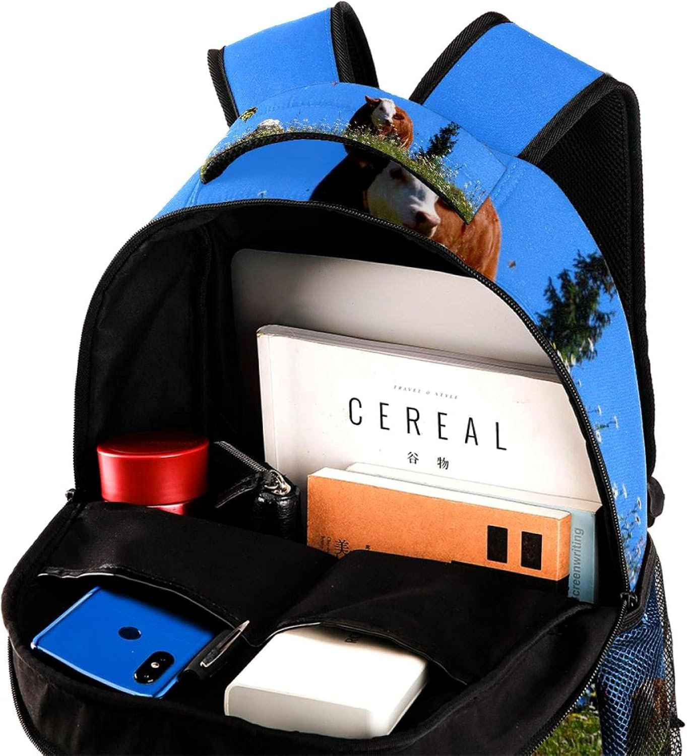 Nature Landscape Mountains Cow Alm Backpack Students Shoulder Bags Travel Bag College School Tote Backpacks