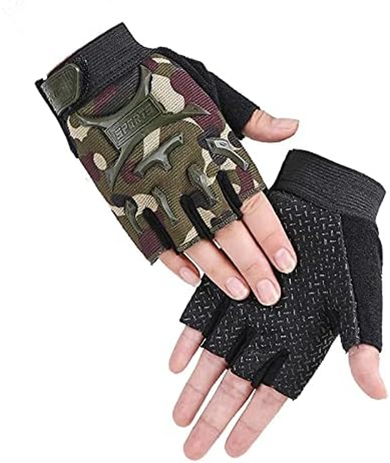 Kids Road Bike Gloves Half Finger MTB Cycling Gloves Roller Skating Mitten Breathable anti Slip Shock Absorbing Workout Gloves Short Sports Gloves Fingerless Riding Fishing Golf Gloves for Boys Girls