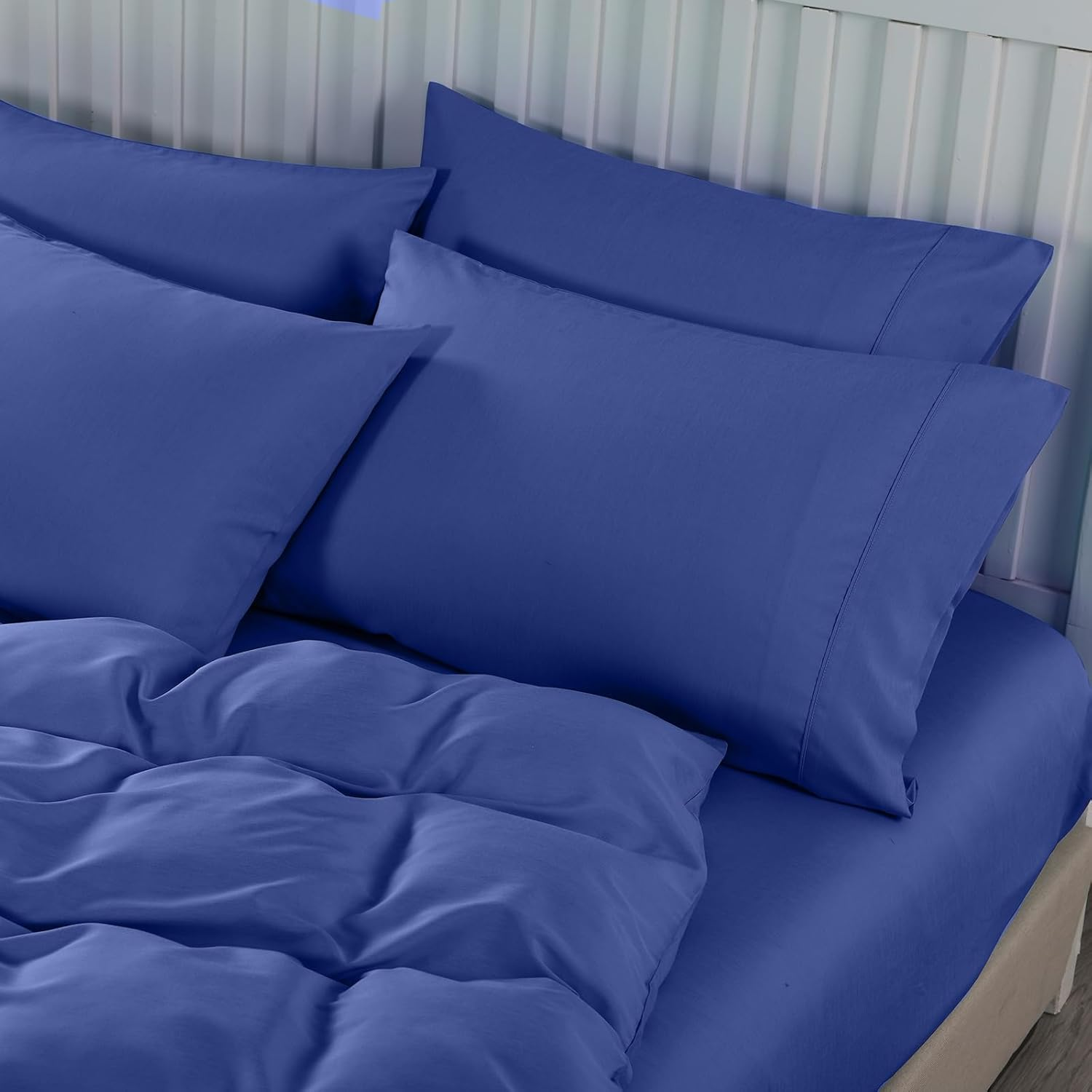 Royal Comfort Quilt Cover Set 2000TC Bamboo Cooling Breathable Luxury, 1 X Quilt Cover, 2 X Pillowcases (3 Pcs, Double, Royal Blue)