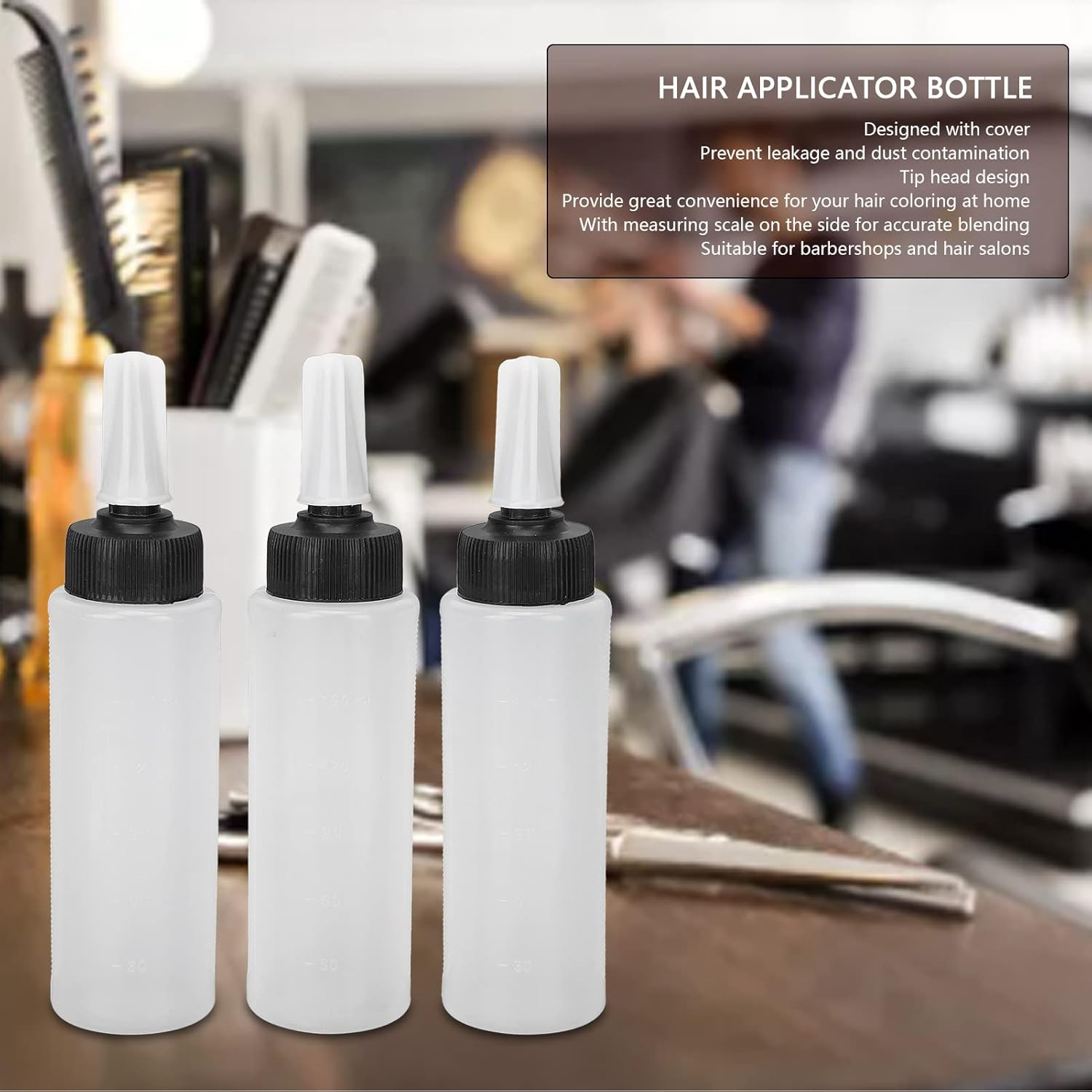 Empty Hair Applicator Bottle, Hair Color Shampoo Applicator Bottle, Refillable Hair Salon Squeeze Bottle with Cap, Empty Applicator Bottle, 3 Pack image number 6