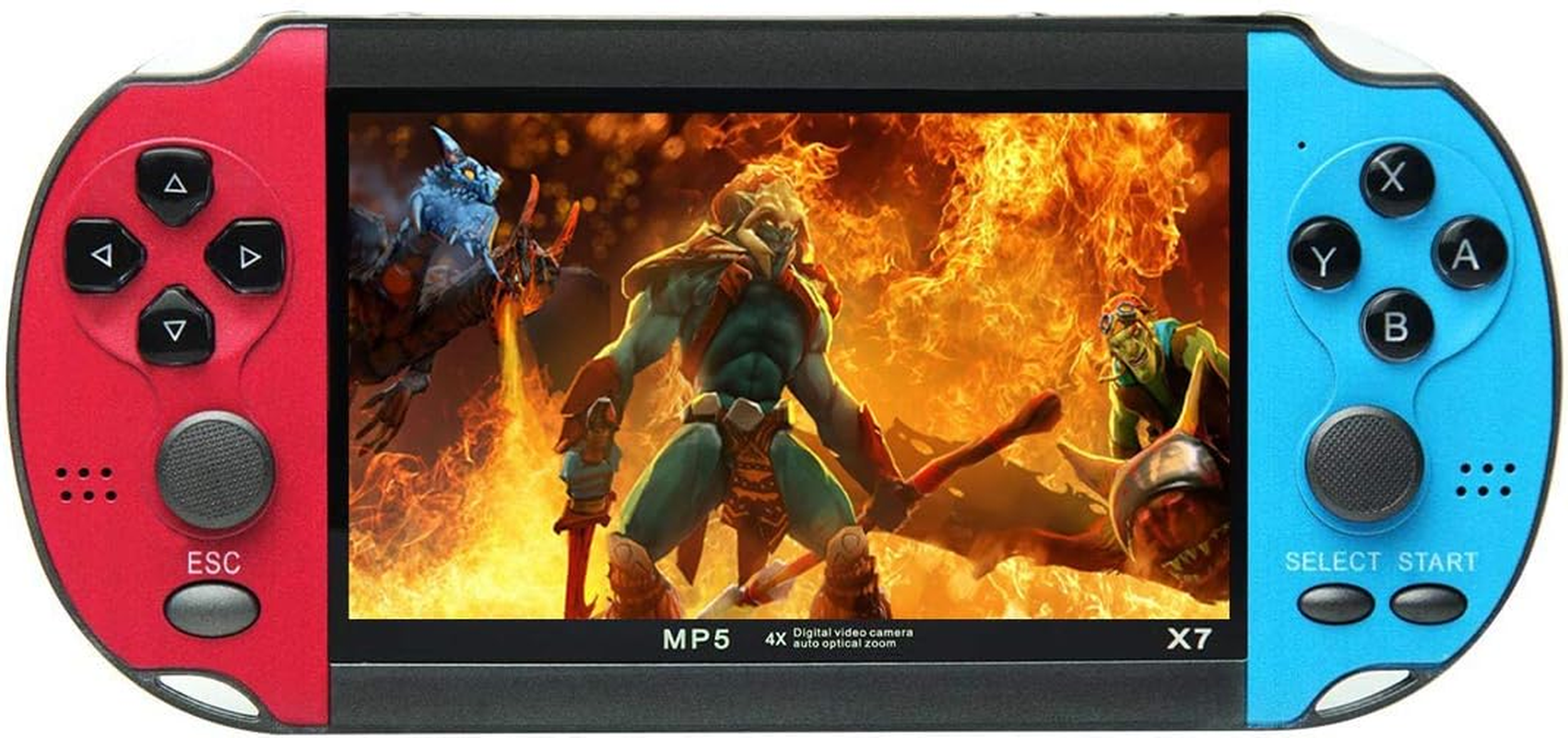 CZT New 4.3 Inch Cool Color Retro Game Console Built-In 3000 Games Support Mp3Mp4 Games Can Save/Add/Delete Rechargeable Lithium Battery (Bluered) image number 1