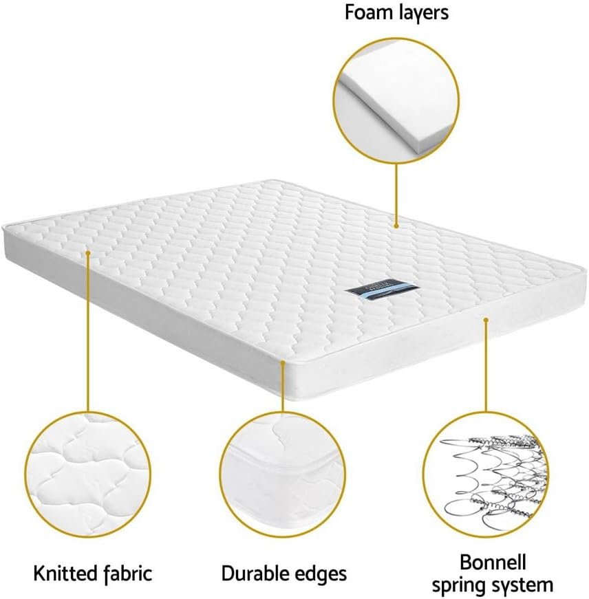 Giselle Bedding Single Mattress, Firm Bed Mattresses Innerspring Foam 13Cm Thickness, Spring System and Breathable Top, 5Yrs Warranty, Medium Firm, White Vacuum Packed image number 5