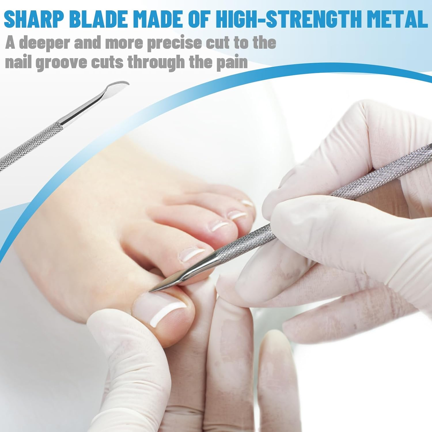 Nail Files, Steel Nail File for Thick Nails, Ingrown Nails, Fungal Nails, Metal Nail File, Dual-Ended Toenail Lifter for Natural Nail Care, with a Double-Headed Cuticle Pusher image number 5