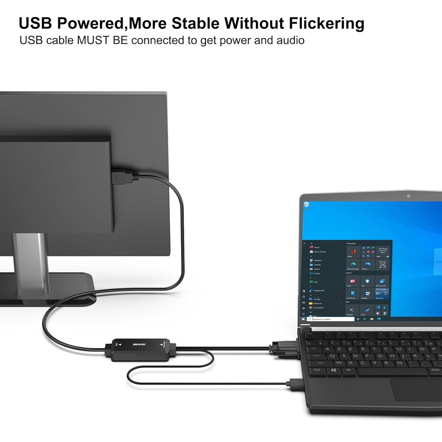 BENFEI VGA to HDMI Cable with Audio, 6 Feet 1080P Cable from VGA Computer/Laptop to HDMI Monitor/Tv(Not Bidirectional) image number 5