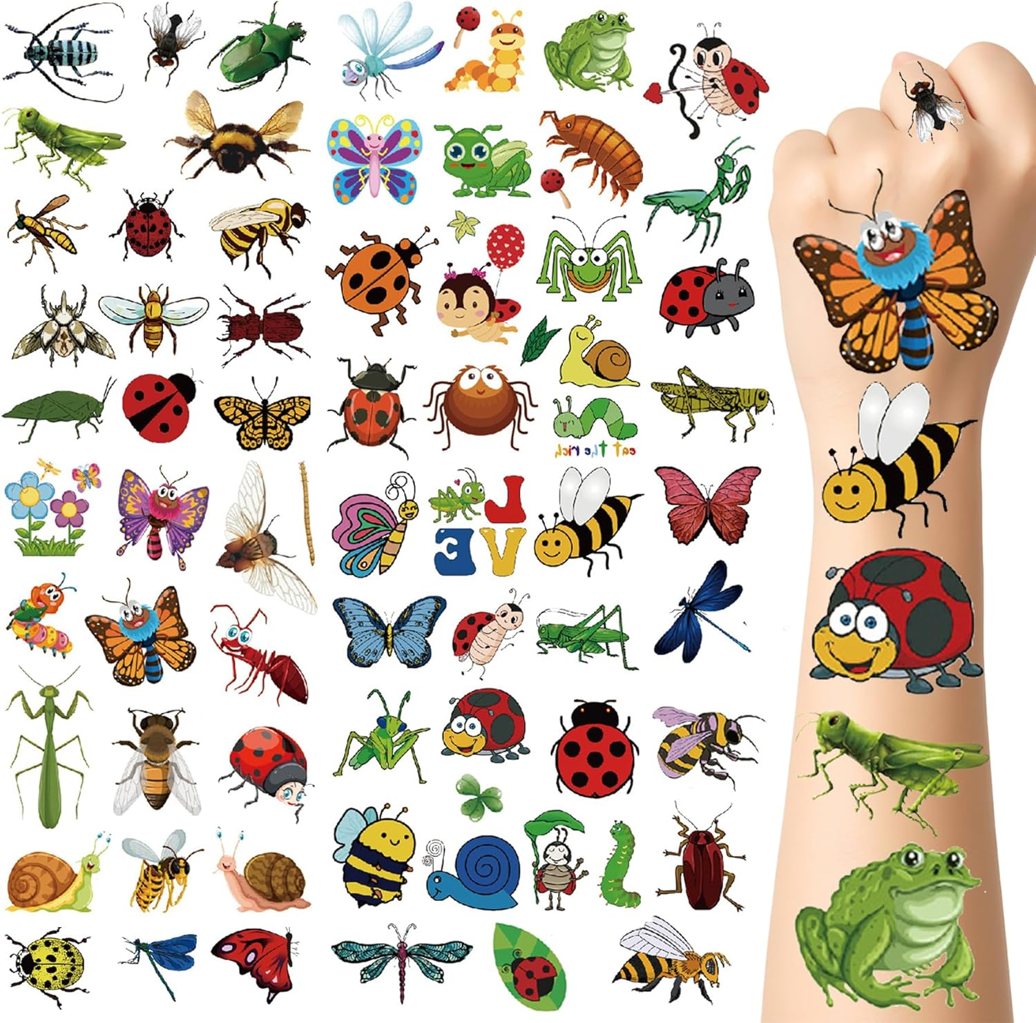 Rubruel Temporary Tattoos for Kids - 66 Pcs Animal Nature Themed Tattoo Stickers Set for Party Favors, Birthday Supplies, Classroom Rewards for Boys and Girls