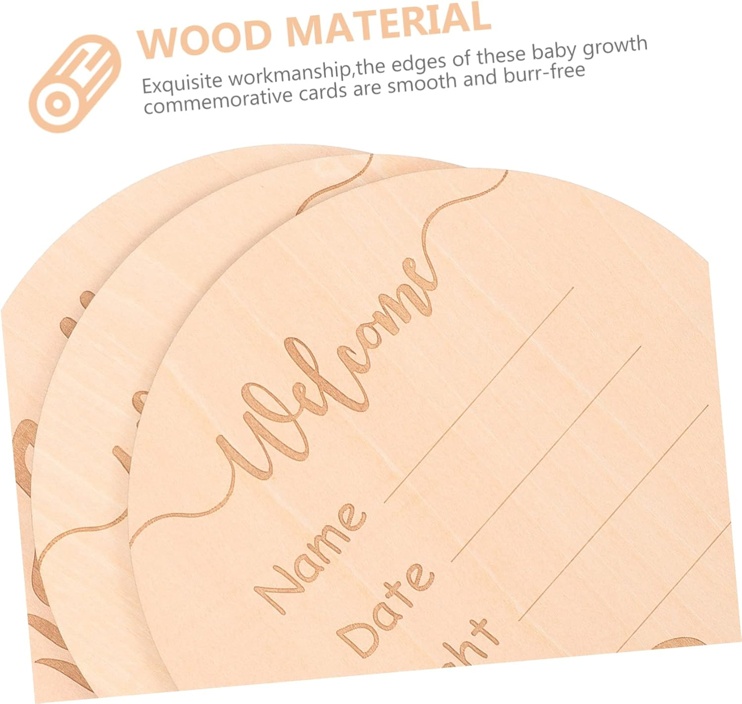 3Pcs Name Announcement Sign Cards for Newborns Classic Wooden Growth Commemorative Boards Present for Parents image number 4