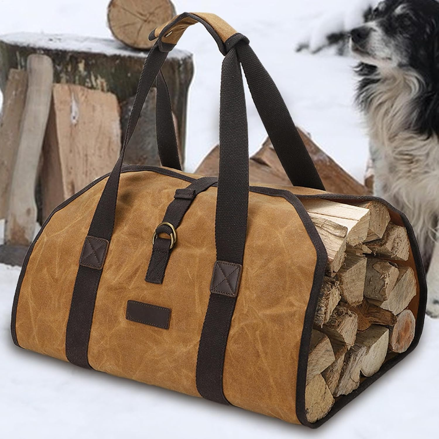Log Carrier for Firewood Tote Bag,Outdoor Firewood Tote Bag,Firewood Carrier,Firewood Storage Bag, for Indoor, Outdoors, All Weather Camping image number 5
