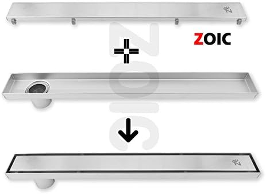 ZOIC Linear Stealth Tile Insert Floor Grate Bathroom Shower Waste Drain-304 Stainless Steel Side Outlet (700MM) image number 2