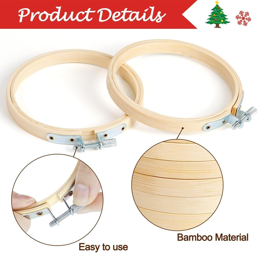 Elqater 48 PCS Embroidery Hoop Mini Embroidery Hoop Wood Color 3Inch for DIY Craft Needlework, Sewing and Crafts 8Cm image number 5