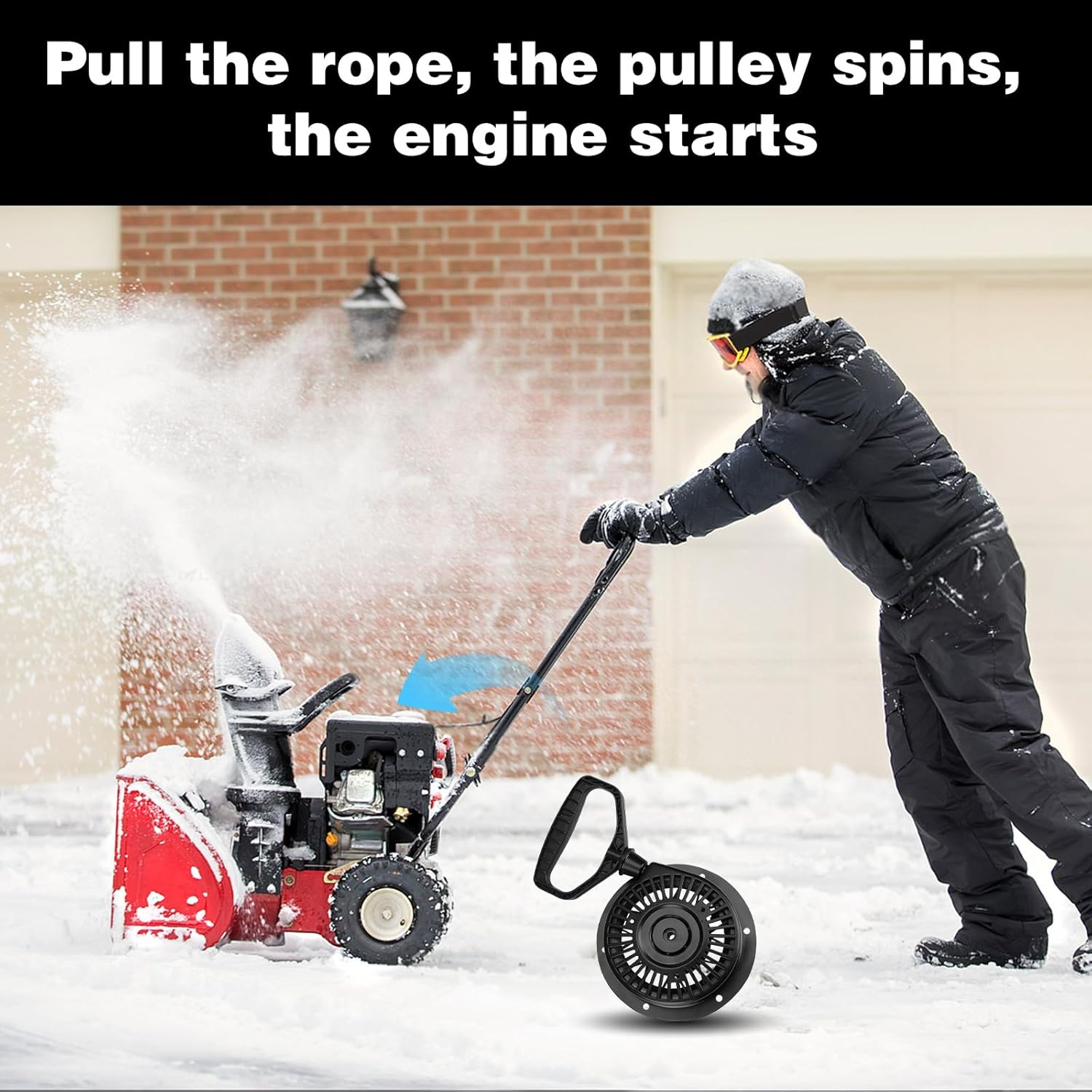 Recoil Starter Assembly 20001054 for Ariens Sno-Tek, Compact, Classic, Deluxe, AX254 Engines, 920021, 920022, 921024, 921030 Snow Blowers (Black) image number 4