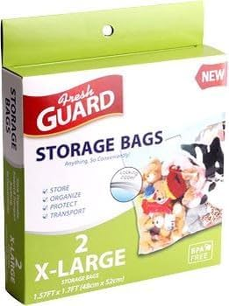 Fresh Guard Extra Large Storage Bags with Zipper &ndash; 2 Pack | Bpa-Free, Reusable, Space Saving for Clothes, Bedding, Travel | Heavy-Duty Plastic Bags 48X52Cm (18.9&rdquo;X20&rdquo;) image number 2