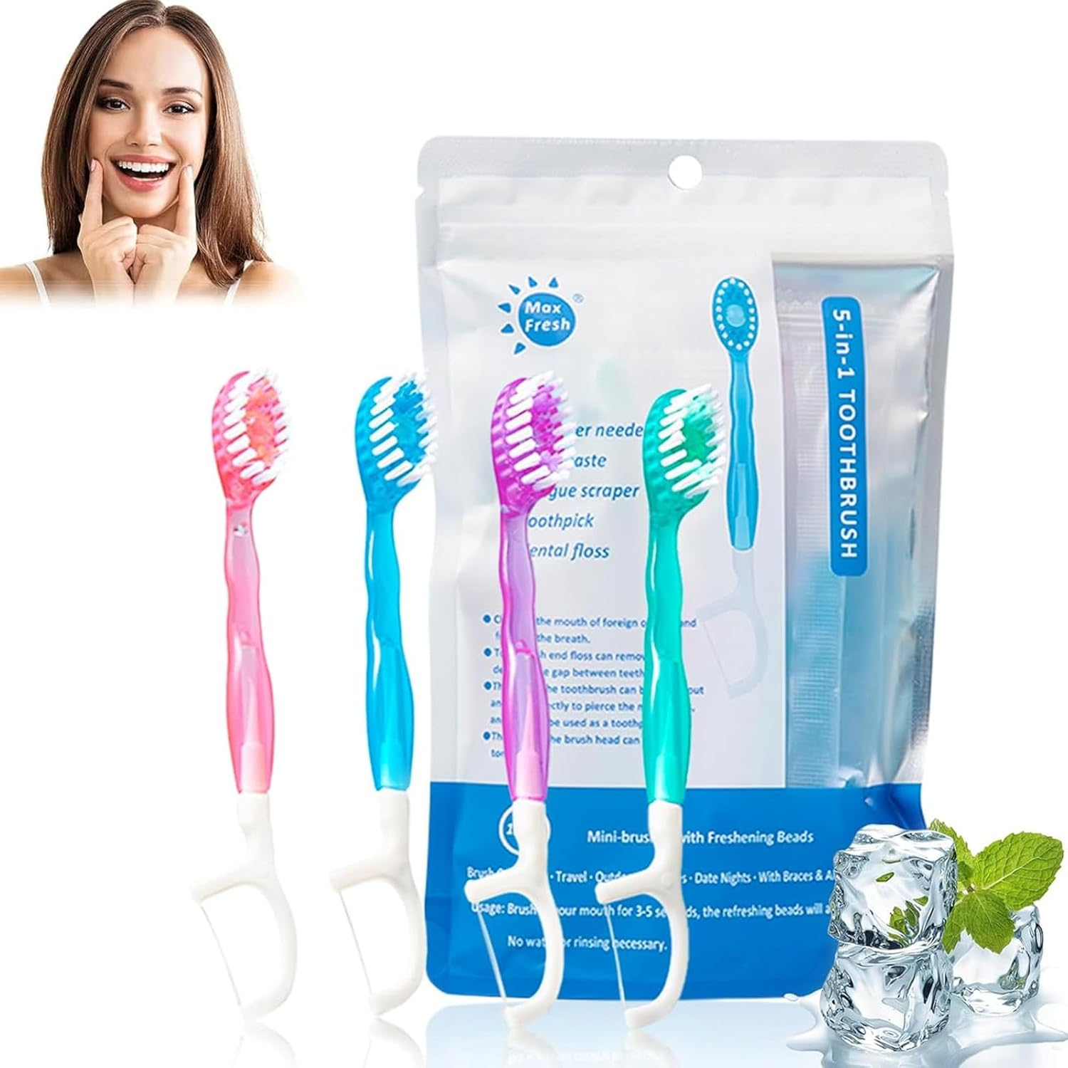 12PCS Prepasted Disposable Toothbrush Set, Mini Travel Toothbrushes with Paste, Portable Disposable Toothbrushes with Tongue Scraper Floss Pick Individually Wrappedor for Work, Travel, On-The-Go image number 6