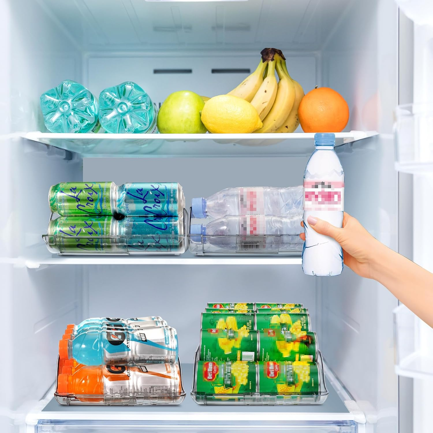 1 Packs Clear Width Adjustable Soda Can Organizer for Refrigerator Expandable Soda Can Dispenser for Beer Soda Seltzer Pop Can Soda Expand Organizer for Fridge Kitchen Pantry image number 3