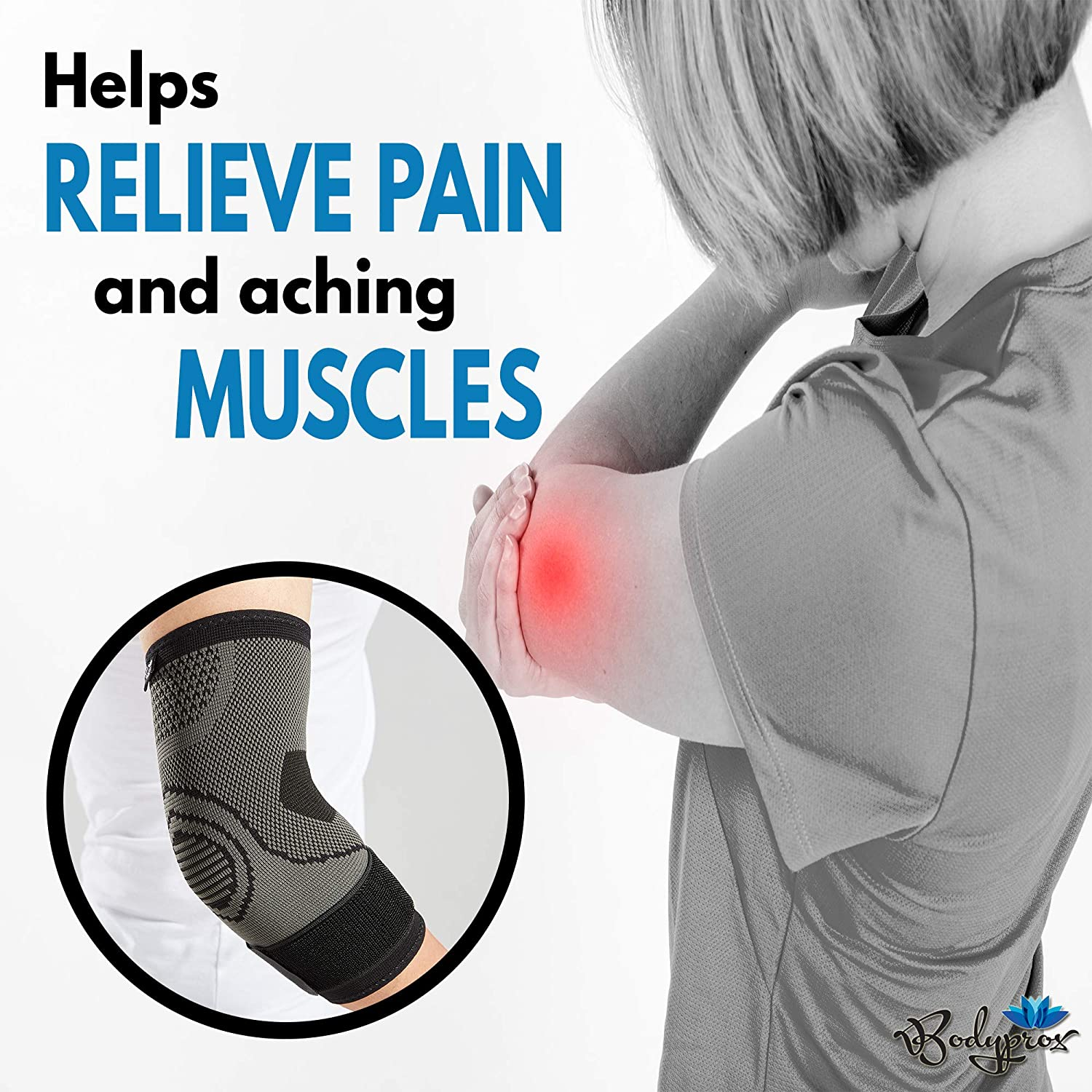 Elbow Brace with Strap for Tendonitis 2 Pack, Tennis Elbow Compression Sleeves, Golf Elbow Treatment (Large)