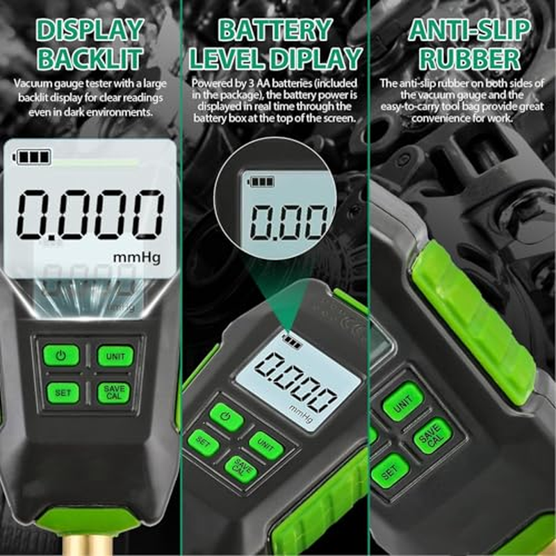 Digital Micron Vacuum 0‑10000Pa, Digital Pressure Tester Meter HVAC IP54 - Backlit Display, 7/16Inch 20UNF Interface for Atmospheric Environment
