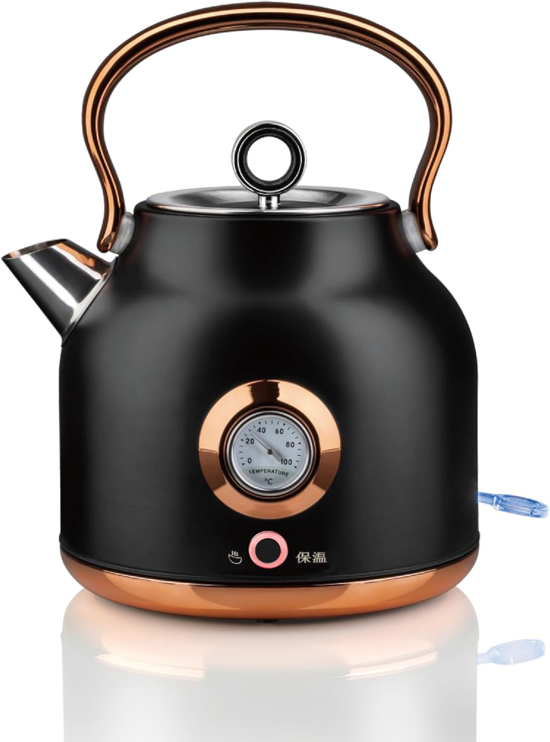 QNA Electric Kettle Temperature Control Kettle Electric Stainless Steel, Hot Water with Temperature Display 1.7 L,1800 W Fast Boiling, Golden Handle Auto Shut-Off (Black)