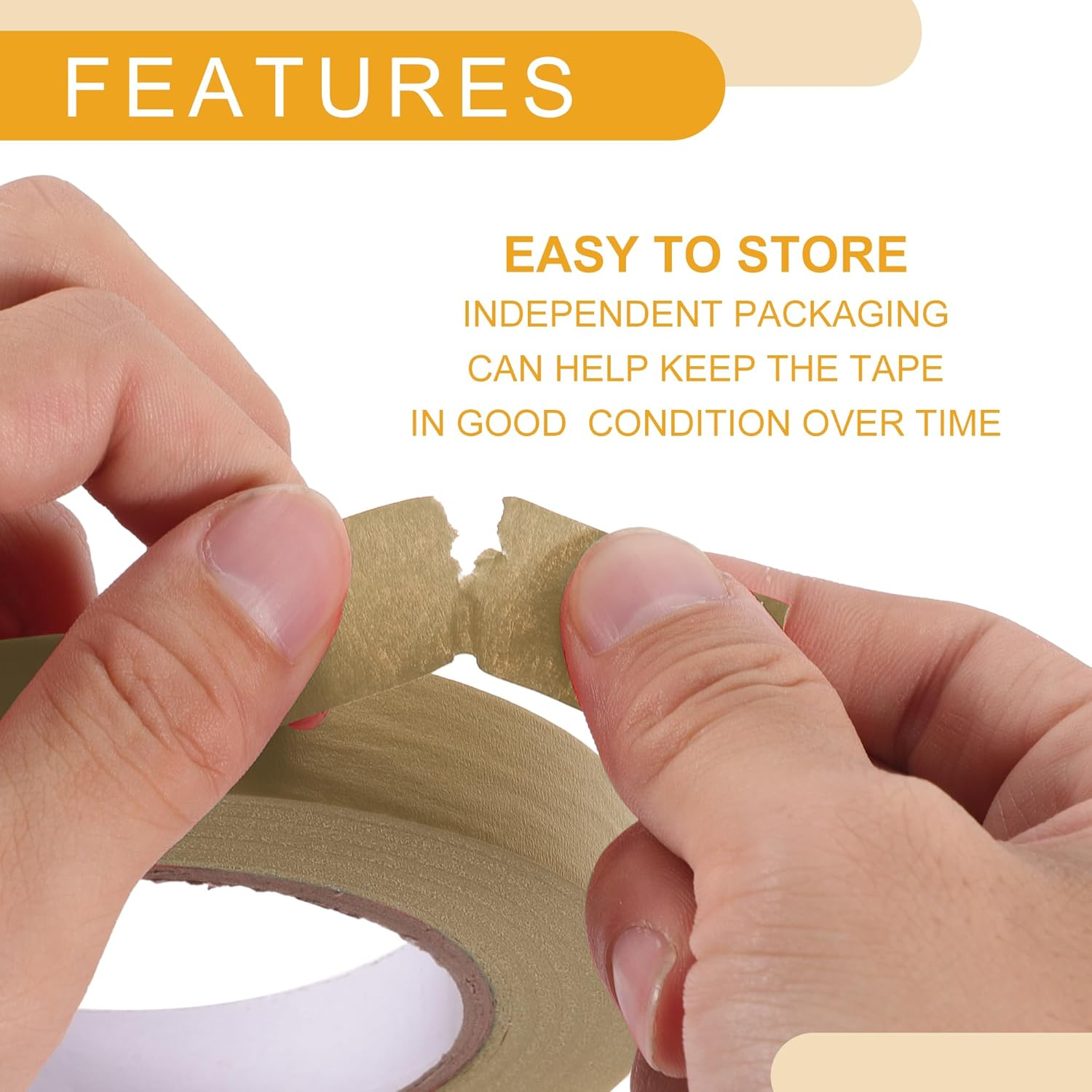 X AUTOHAUX 1 Pc 0.7 Inches X 54.7 Yards Universal Painters Tape - DIY Car Auto Paint for Masking Tape No Residue - Crepe Paper Brown image number 6