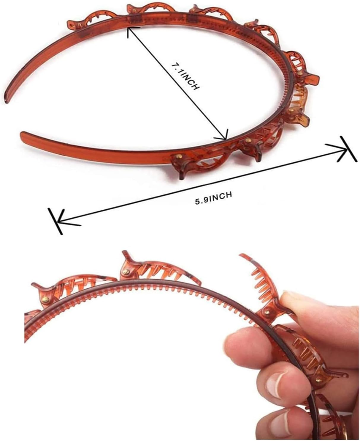 Headband with Clips, 2 Pieces, Bangs, Hairstyle Hairpin Hairstyle Aid Hair Bows with Clips, Hairpin Headband, Hair Pins, Headband, Hair Accessories, Hair Accessories Hair Band with Clips, Twist Clip image number 3