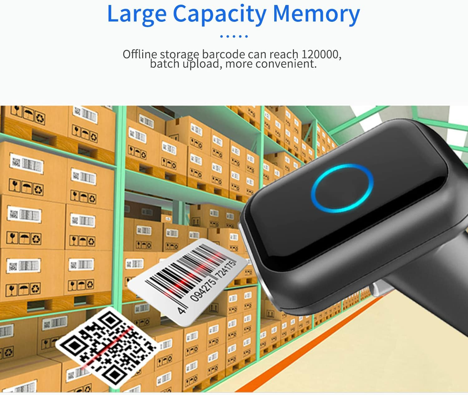 Eacam Barcode Scanner 1D/2D/QR Code Scanner High Speed Scanner 2.4G Wireless & USB Wired Bar Code Reader with Multi-Functional Base for Supermarket Retail Library Logistics Warehouse