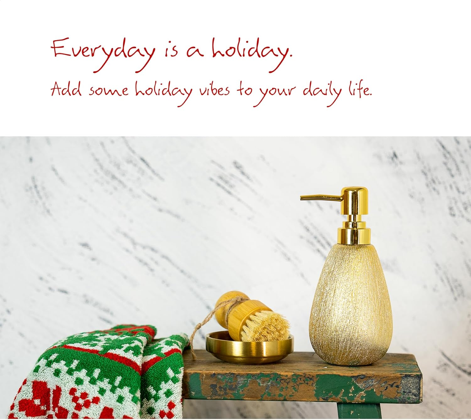 ABBI NIMO Brushed Gold Ceramic Soap Dispenser for Bathroom Kitchen 2 Pack, Luxurious Textured Hand Soap Dispenser for Countertop, 11 Oz Refillable Dish Soap Dispenser with Golden Plastic Pump image number 4