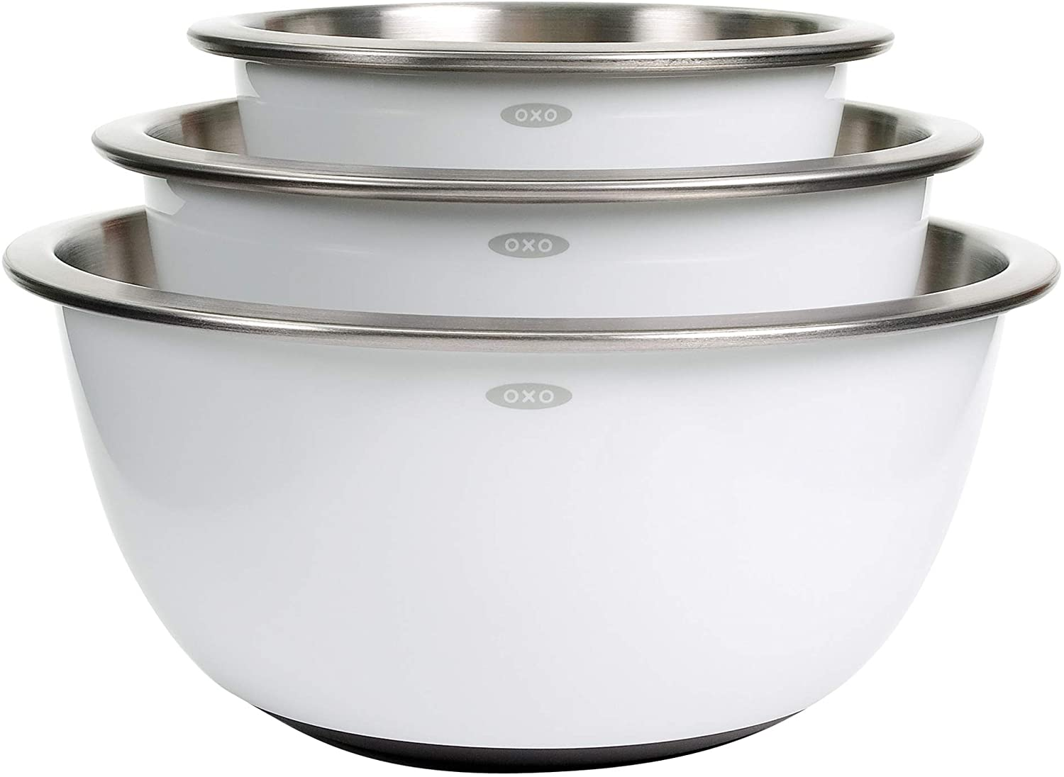 OXO Good Grips 3-Piece Stainless-Steel Mixing Bowl Set, White image number 6