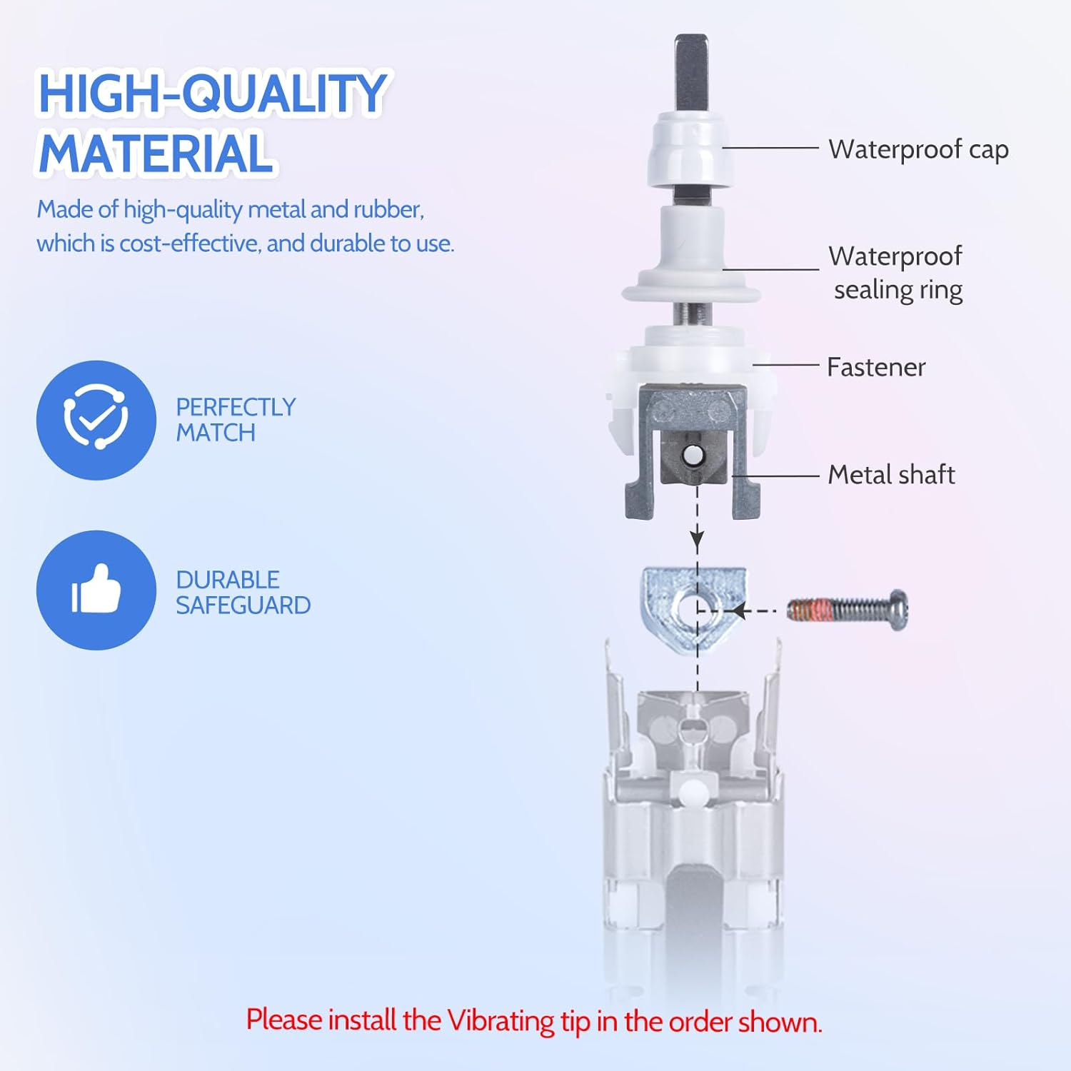 Electric Toothbrush Metal Shaft/Link Rod Replacement Parts Compatible with Philips Sonicare HX6300, HX6500, HX6700, HX6900, HX8900, HX9100, HX9300 Series (2 Pack) image number 3
