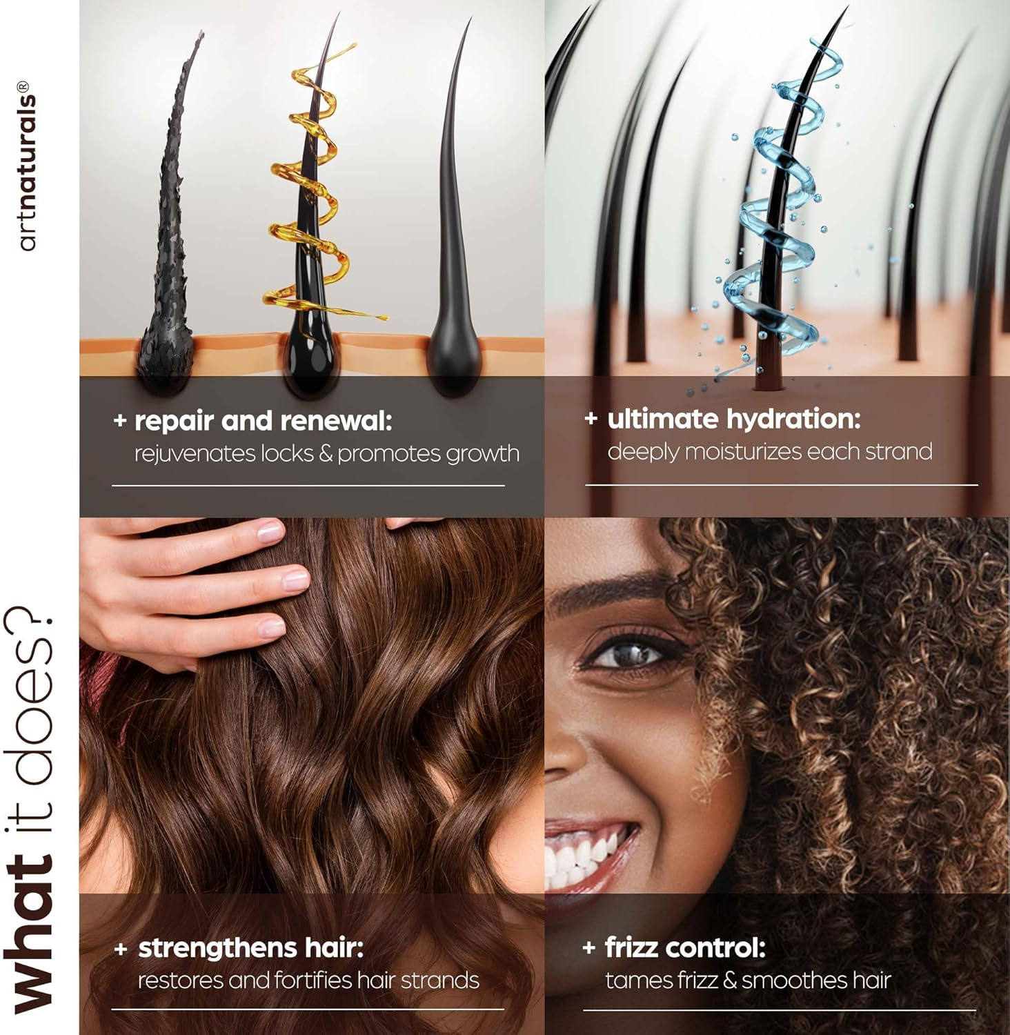 Artnaturals Moroccan Argan Oil Hair Loss Shampoo & Conditioner Set - (2 X 16 Fl Oz / 473Ml) - Sulfate Free Hair Regrowth - Treatment for Hair Loss, Thinning Hair & Hair Growth, Men & Women image number 5