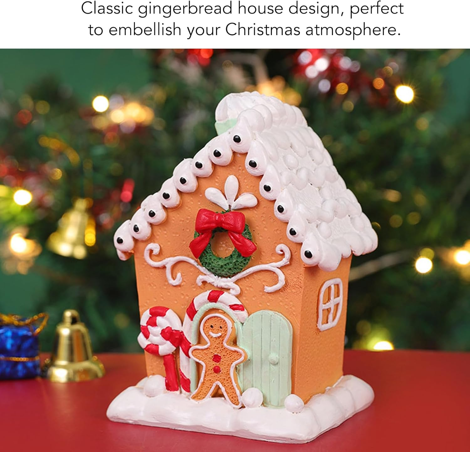 Christmas Gingerbread House, Exquisite Christmas Collectible Buildings Gingerbread House Village Cookies, Crafted Resin Tabletop Decoration Gift Idea for Christmas Women Kids