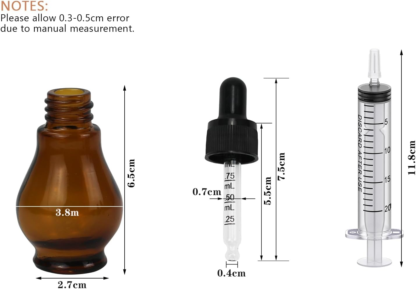 Reyshin 8 Pack Pear Shaped Amber Glass Bottles with Dropper Pipettes - Refillable Sample Bottles for Essential Oil, Massage Aromatherapy, Eye Drops (Amber 20Ml)