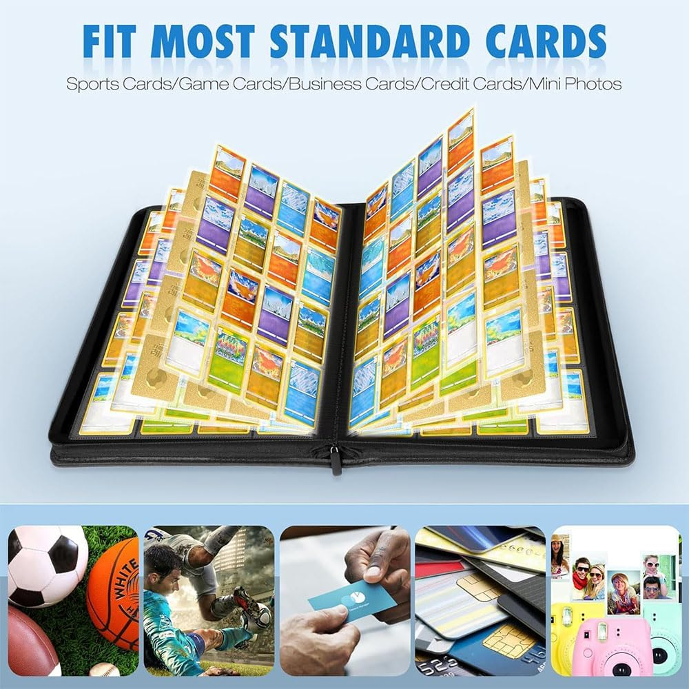Vivva 9 Pocket Card Binder, Premium Trading Card Binder, 360/540 Double Sided Pocket PU Collection, Collector Album, Card Folder for MTG, TCG, Sports Cards image number 6