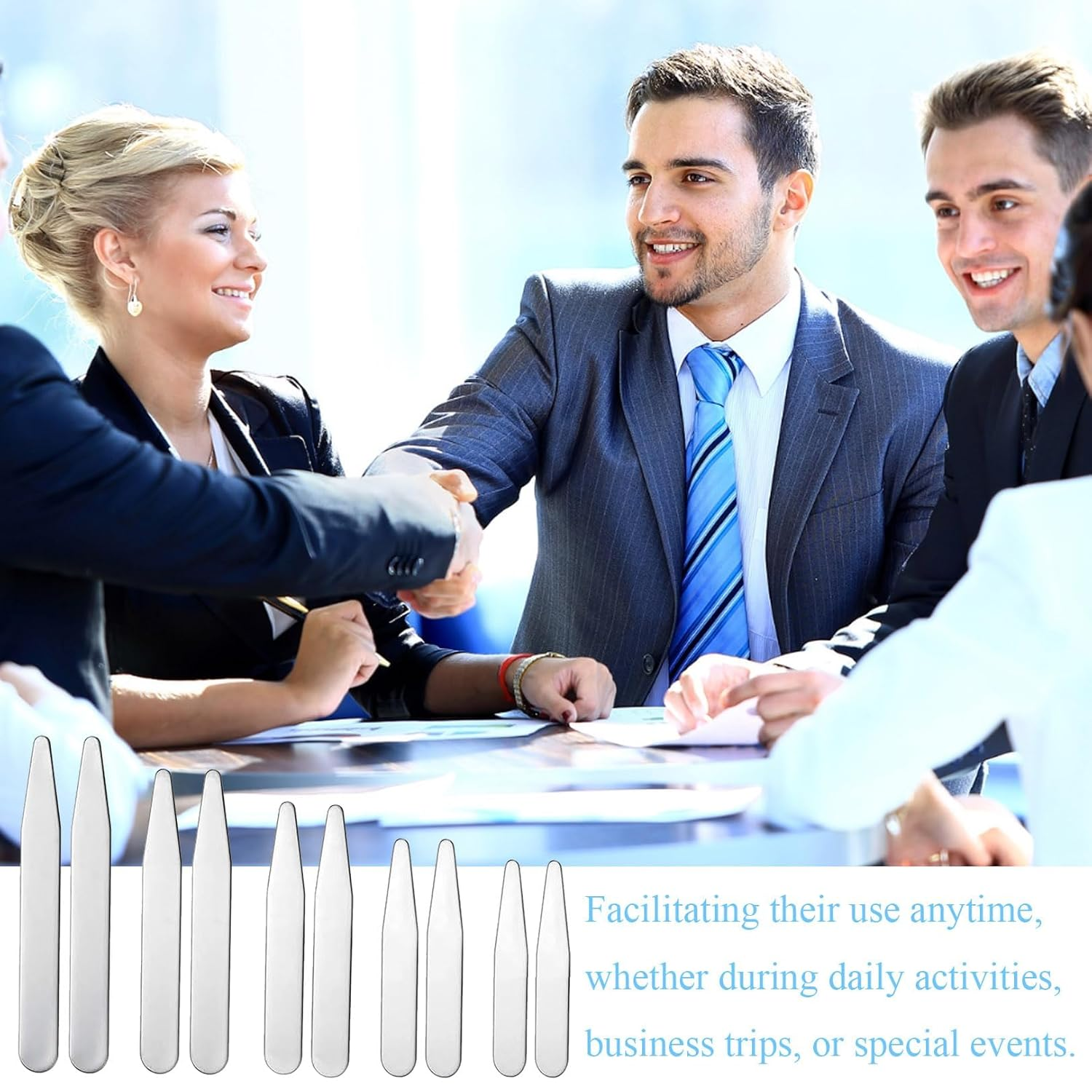 10 PCS Stainless Steel Collar Stiffeners, for Home Use Organizing Travel Mens Dress Shirt (5/5.6/6.3/7/ 7.6Cm)5 Sizes image number 1