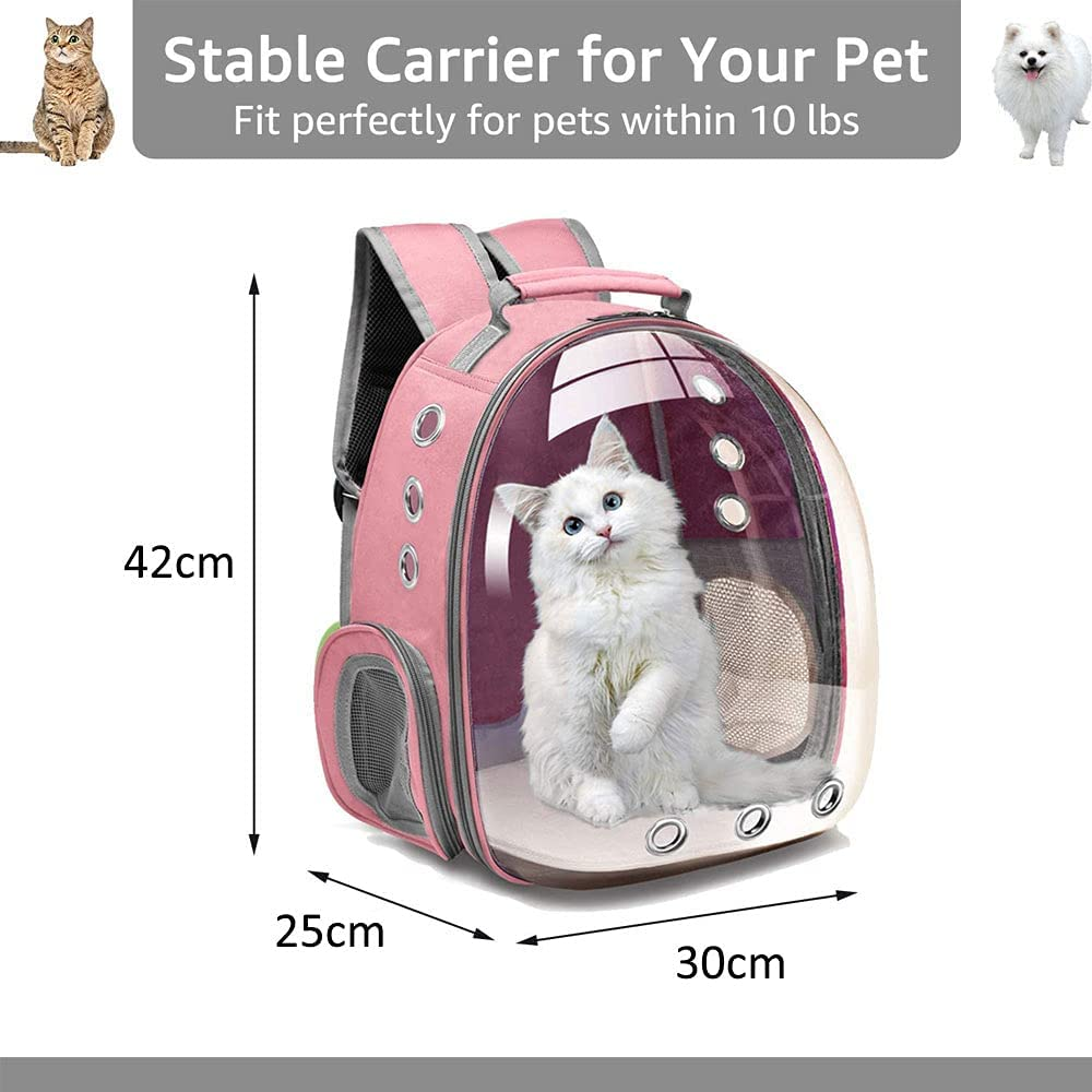 Cat Backpack Carriers Bag, Dog Backpack, Pet Bubble Backpack for Small Cats Puppies Dogs Bunny, Airline-Approved Ventilate Transparent Capsule Backpack for Travel, Hiking and Outdoor Use (Pink) image number 2