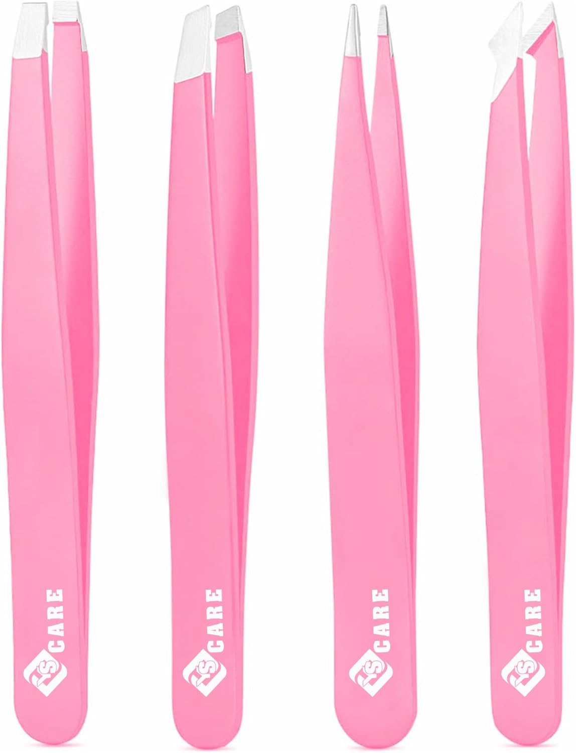 YSCARE Eyebrow Tweezers Set Stainless Steel Slanted and Pointed Tip Hairs Tweezer Set Eyebrows Plucking Eyelash Extension Beauty Ingrown Hair Remover Tool for Women and Men (Pink) image number 6
