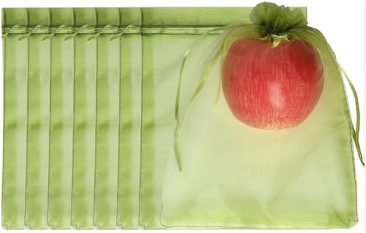 100 Pcs Fruit Protect Bags with Drawstring, Reusable Mesh Garden Netting Protection Bag for Gardening Vegetables Plant Fruit Flower Protection (17 * 23Cm) image number 4