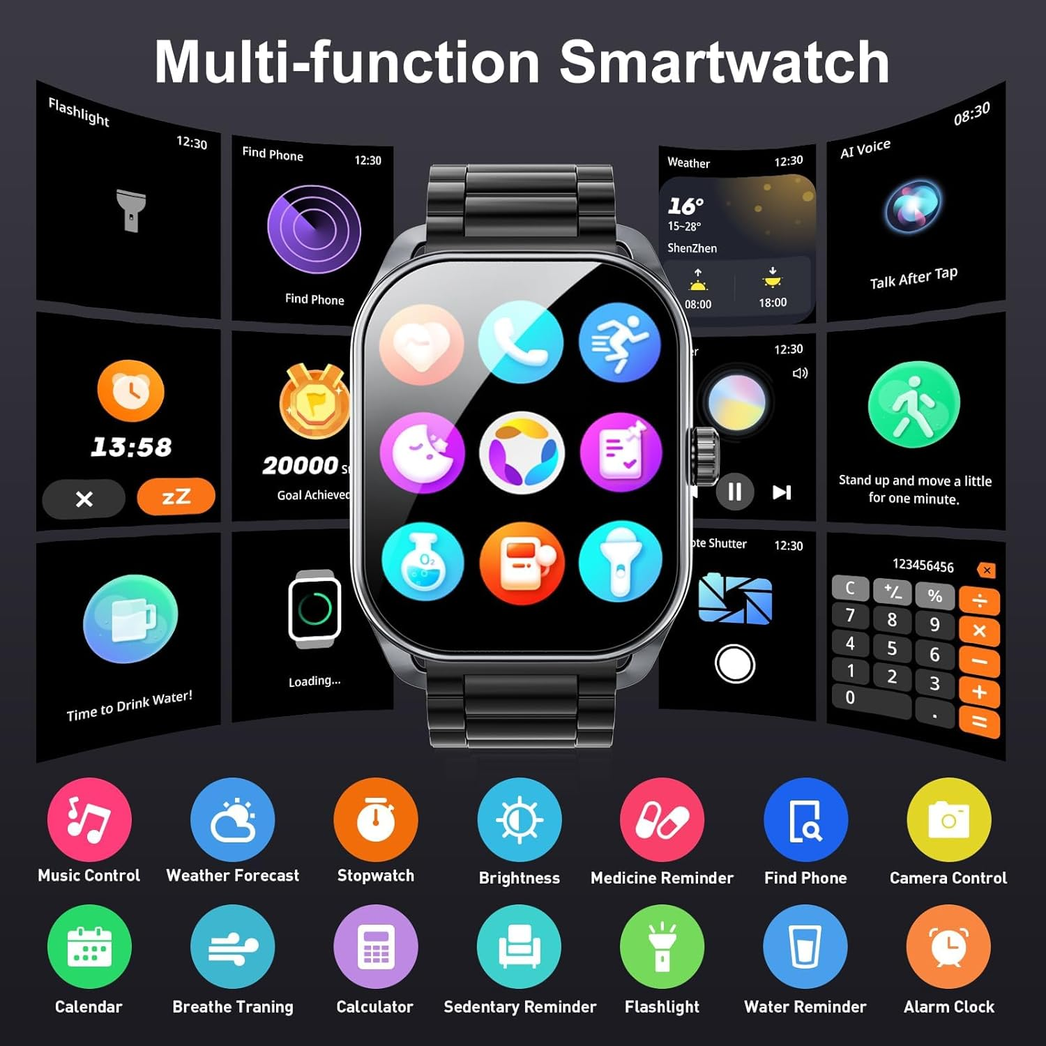 Curve Military Smart Watch for Men(Answer/Make Call), 2.01" Smartwatch 2025 Newest Fitness Tracker with 120+ Sports Modes IP68 Waterproof Fitness Watch for Android Ios (2 Straps) image number 4