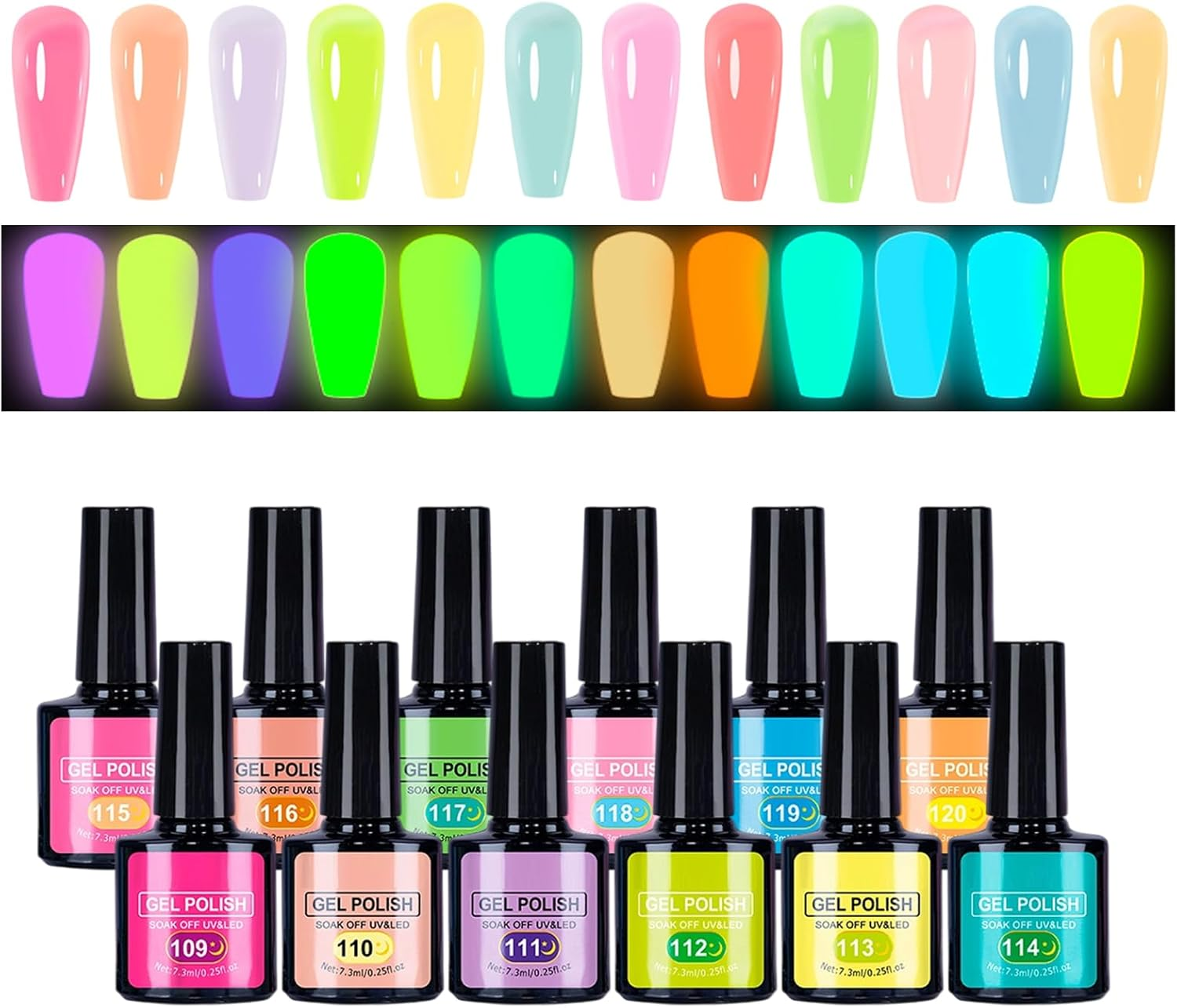Frxib Glow in the Dark Gel Nail Polish - Glowing Nail Gel for Women, Manicure Supplies Portable for Salon Travel Stage Performance Photo Sessions Wedding Music Festival image number 5