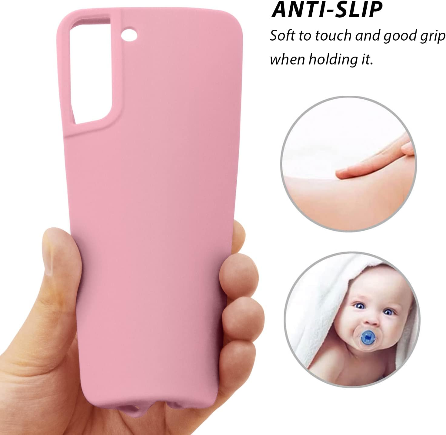 ZUSLAB Galaxy S22 Case 5G Nano Silicone Shockproof Gel Rubber Bumper Protective Cover - Pink - Navy image number 7