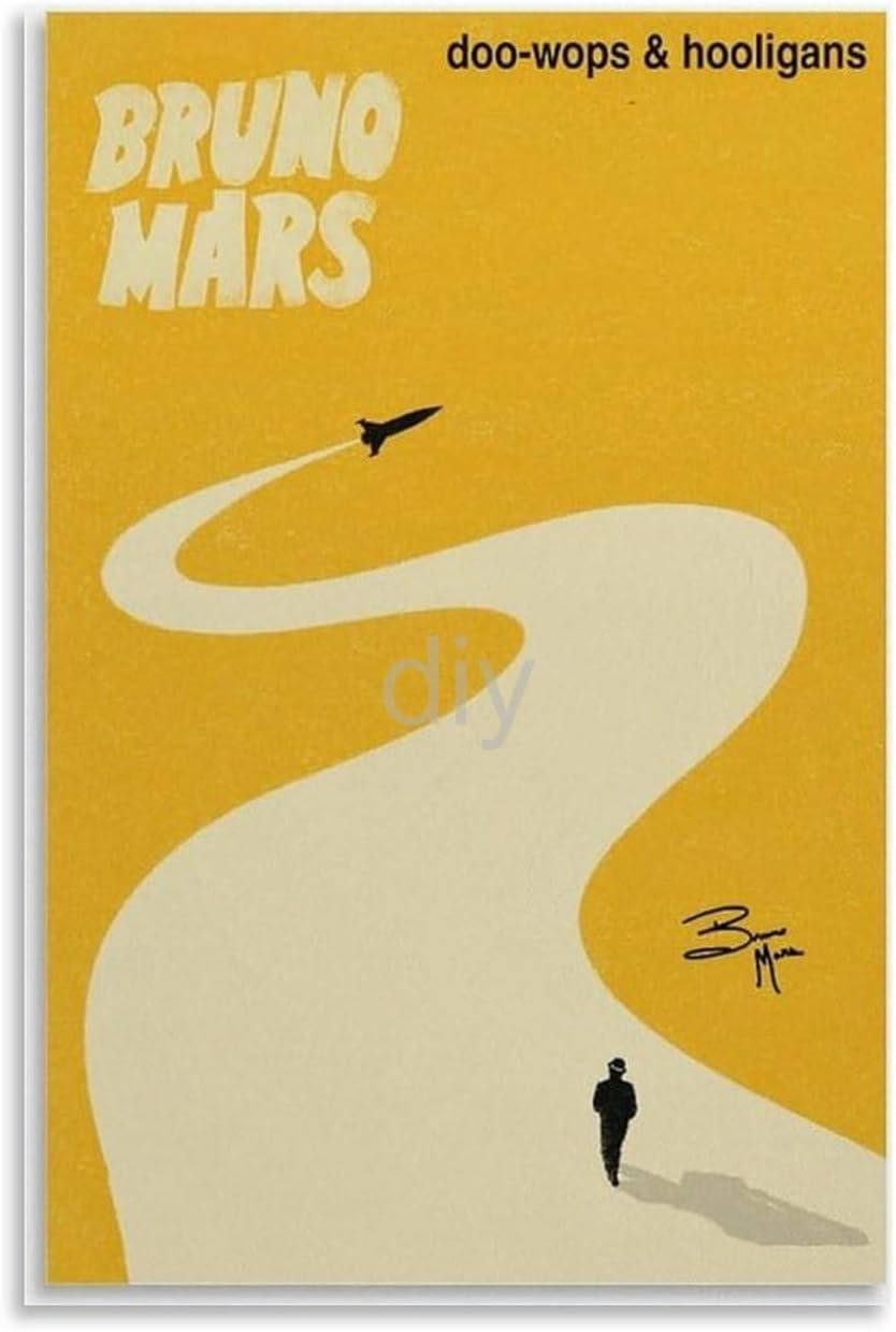 XSERWFE Bruno Mars Doo-Wops & Hooligans Music Album Art Personality Poster Canvas Poster Wall Art Decor Living Room Bedroom Decoration Posters 12X18Inch(30X45Cm) Unframe-Style