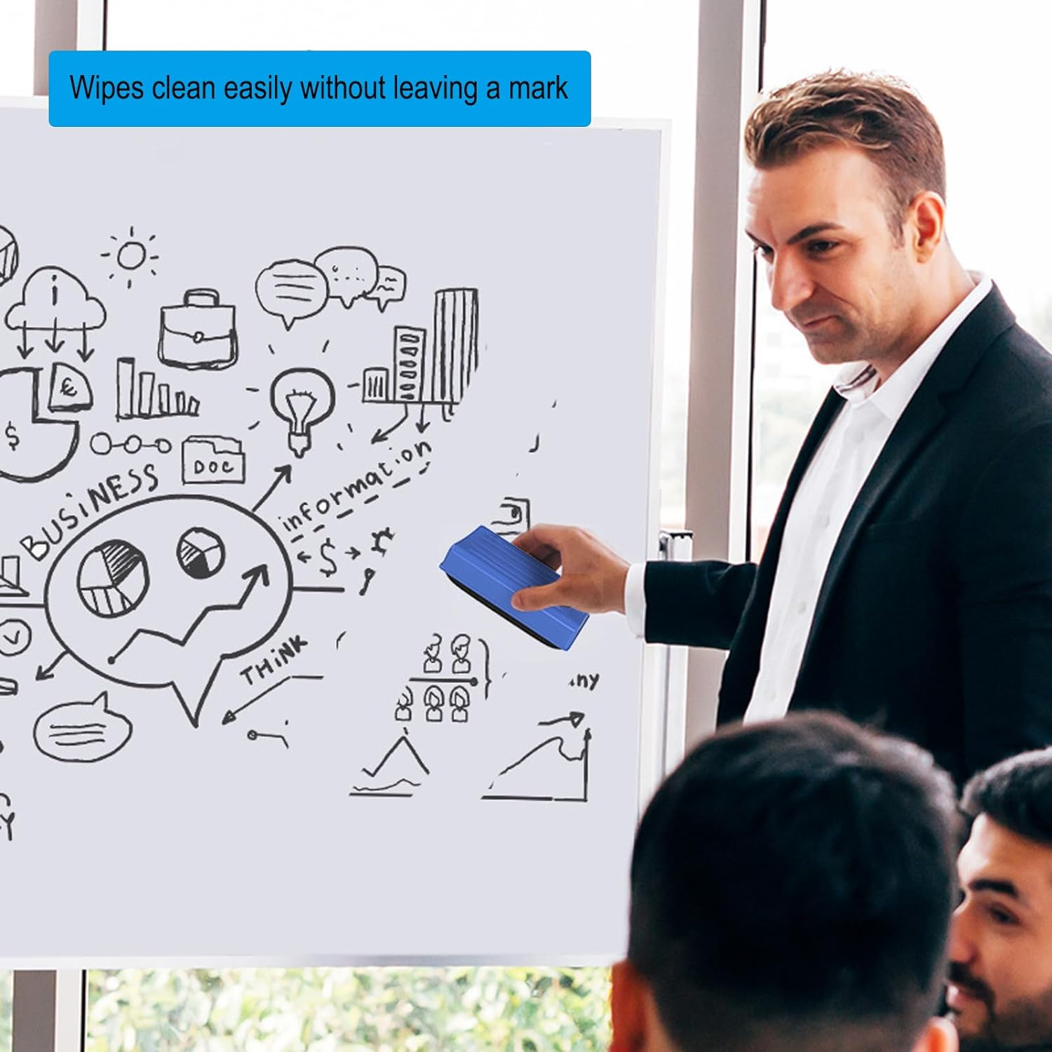 2 Pcs Magnetic Chalkboard Eraser, Whiteboard Eraser Blackboard Dry Eraser, Dry Erase Whiteboard Cleaner for Students Home Office image number 4