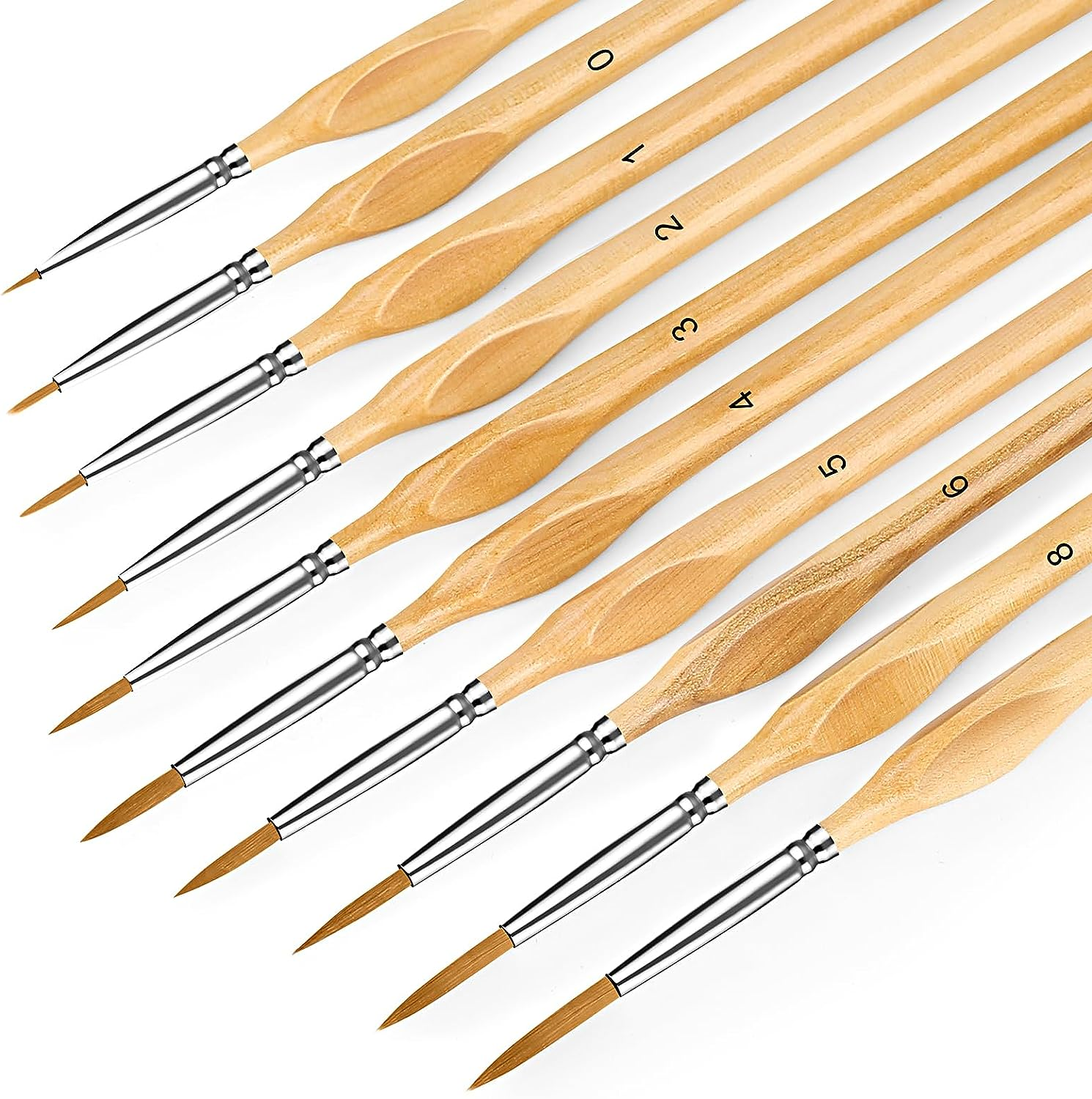 Miniature Paint Brushes, 10PC Fine Detail Paint Brush Set, Mini Small Painting Brushes for Art, Crafts, Acrylic, Watercolor, Oil, Model, Face, Warhammer 40K & Paint by Number, Citadel, Figurine-Wood