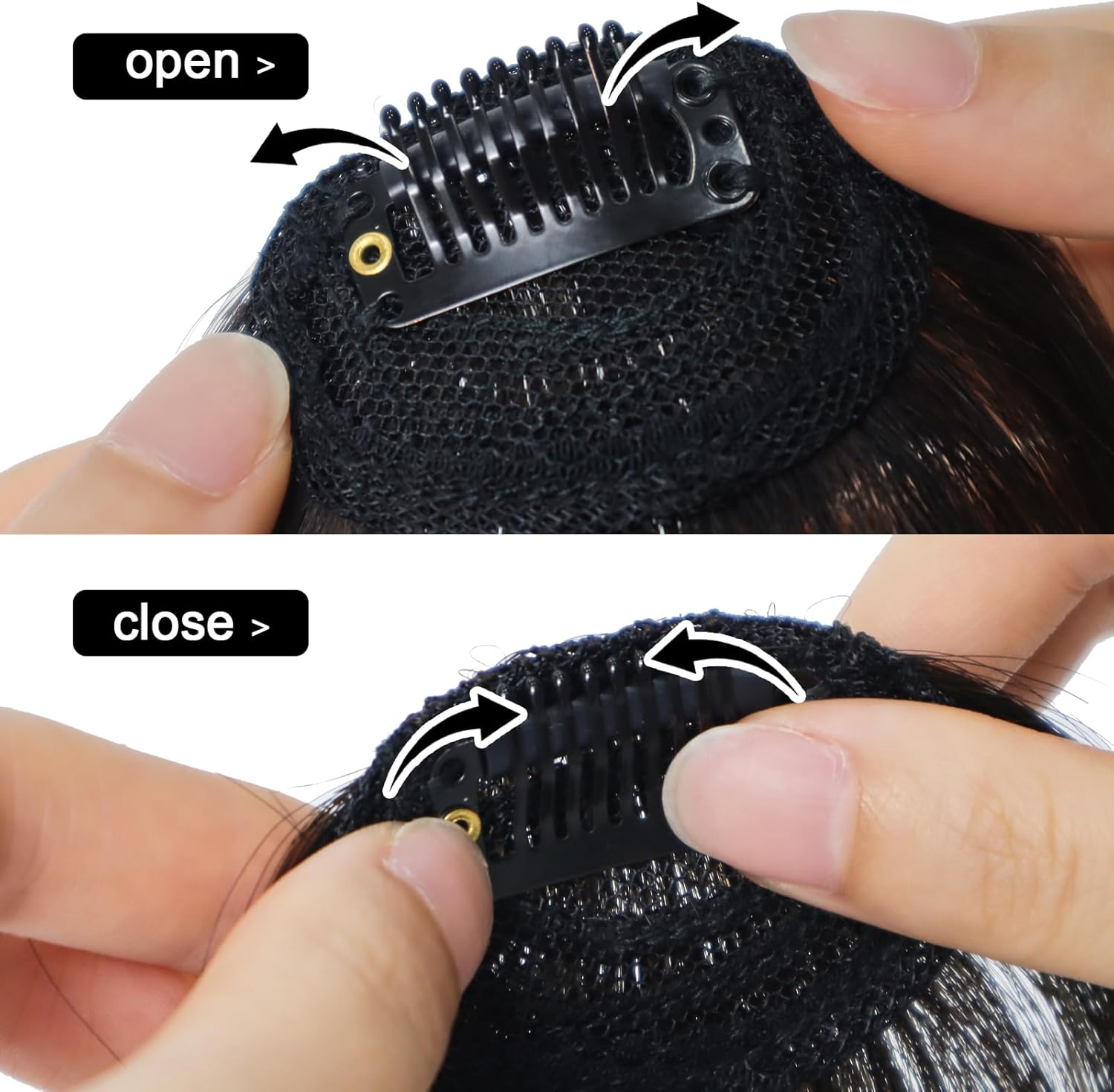 Hair Clip in Bangs -Real Human Hair Hairpiece Bangs Wispy Bangs Clip on Hair Extensions Fake Hair Bangs with Faux Curtain Bangs Temples Hairpieces for Women image number 6