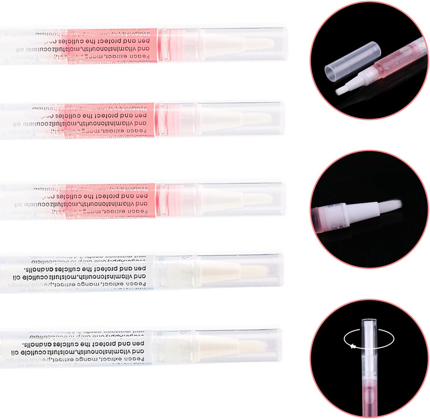 5 Pcs Cuticle Oil, Nourishing Nail Oil Pen, Precision Nail Oil Pen, Suitable for Dry Cuticles, Nail Care, Nail Hydration Daily Manicure image number 5