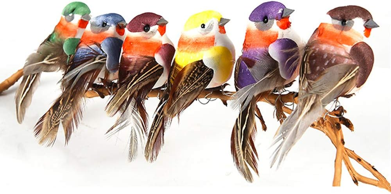 Creepyparty Artificial Birds on Clips Decorative Little Birds Feather Foam Birds Christmas Tree Decoration Craft Bird Ornaments Colorful (12 Pieces) image number 3
